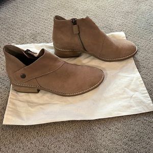 Eileen Fisher nubuck booties in latte